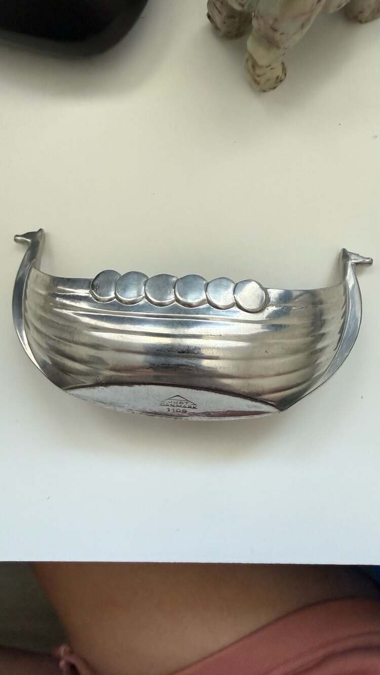 Just Andersen Denmark Pewter Viking Ship Salt Cellar No. 1109
